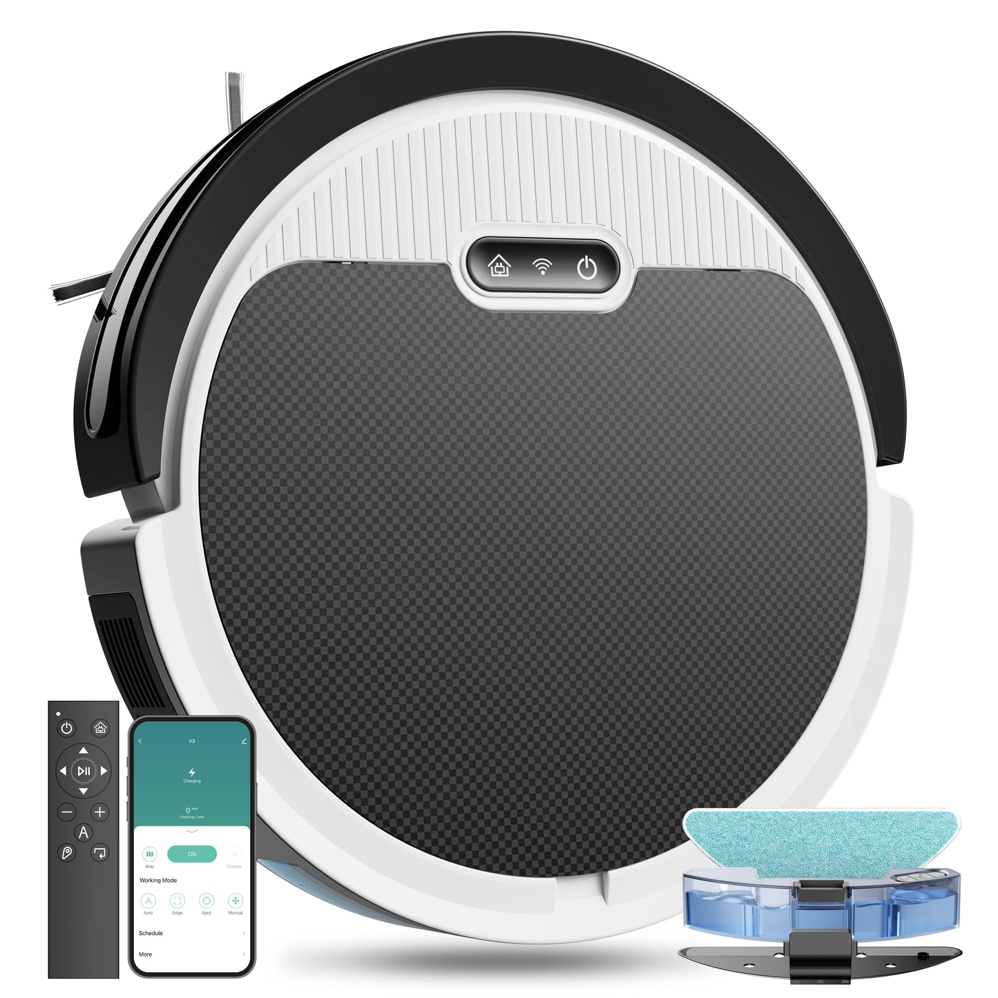 Robot Vacuum And Mop, 3 In 1 Combo Cleaner For Home With Pet Hair And Hard Floor, 5000Pa Suction, 120 Mins Run Time,Self-Charging,Super Thin Body